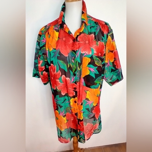 VINTAGE PASTA SHEER FLORAL BLOUSE - Picture 4 of 5